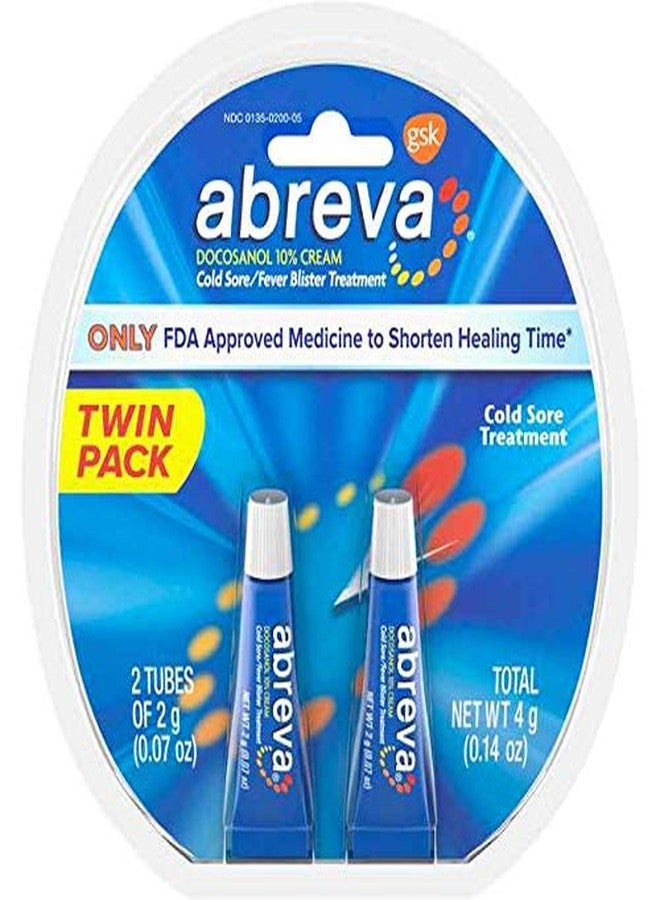 Abreva 10 Percent Docosanol Cold Sore Treatment, Treats Your Fever Blister in 2.5 Days - 0.07 oz Tube x 2 - Image 1